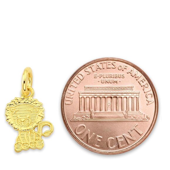 Solid 10k Gold Lion Charm - Zodiac Leo Jewelry Gifts for Her - Picture 4 of 5